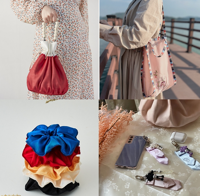 한복은 일반쓰레기(종량제 봉투)로 버려야 하는 재활용이 불가능한 의류다. 이것에 착안해 이민지 작가는 폐한복을 생활 속 소품으로 부활시켰다. 의류 재활용 사례다. 호롱잡화점 제공