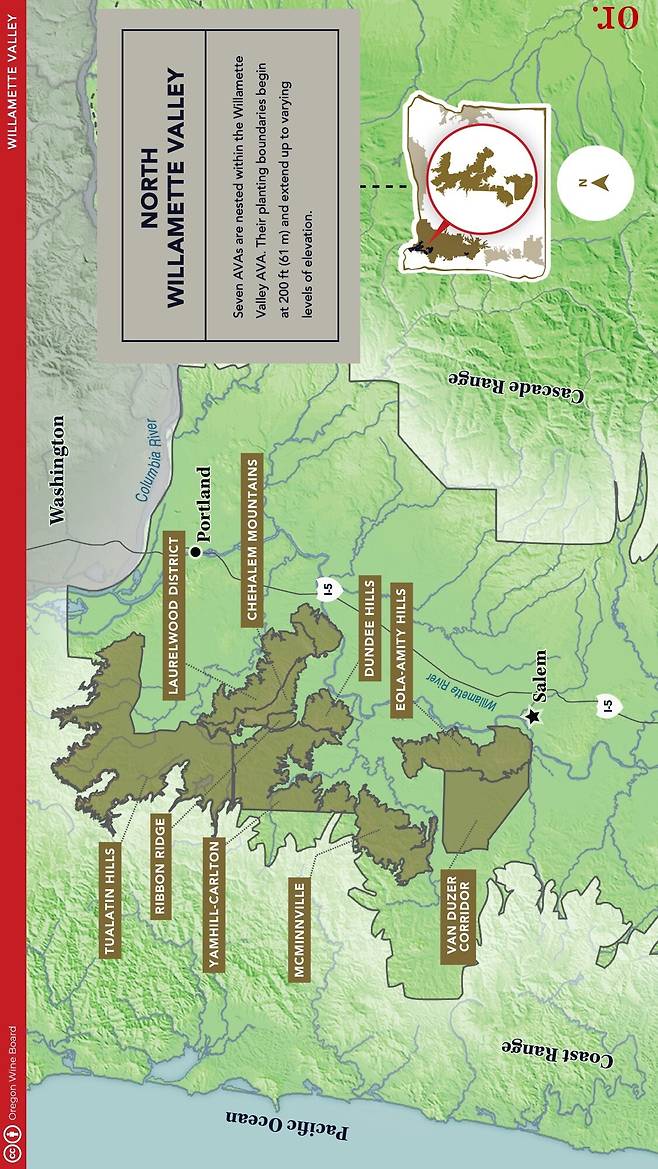 노스 윌라맷 밸리 주요 와인산지.