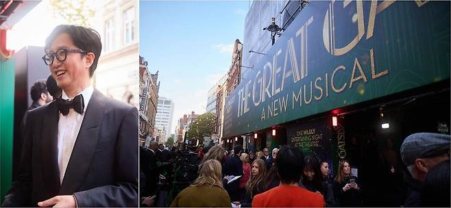 영국 런던 웨스트엔드 콜리세움 극장 앞에서 지난달 24일 열린 뮤지컬 ‘위대한 개츠비’ 개막 행사에 참석한 오디컴퍼니 신춘수 대표·프로듀서. 오디컴퍼니 제공
