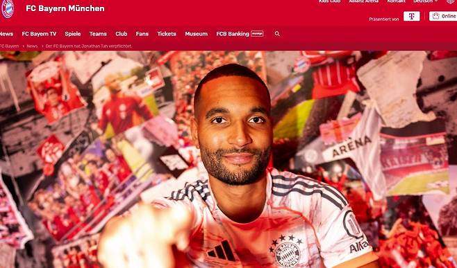 요나탄 타의 영입을 발표한 바이에른 뮌헨 [바이에른 뮌헨 홈페이지 캡처. 재판매 및 DB금지]