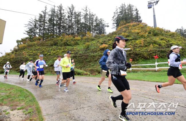 ◇지난해 강원도 정선 하이원리조트에서 열린 '제16회 하이원 하늘숲길 트레킹 페스티벌'에서 힘차게 달리고 있는 트레일런 참가자들. 정선=송정헌 기자songs@sportschosun.com/2024.10.19/