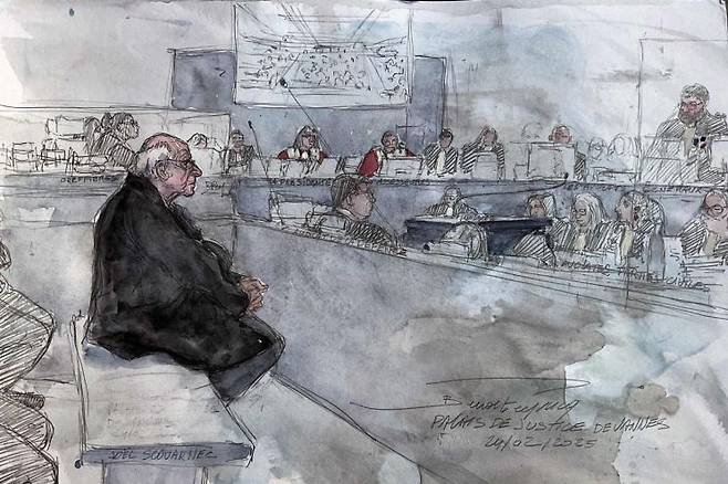 법정에 선 피고인 모습 스케치. AFP 연합뉴스