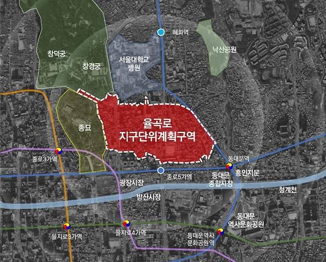 서울 종로구 율곡로 지구단위계획구역 위치도. 종로구 제공