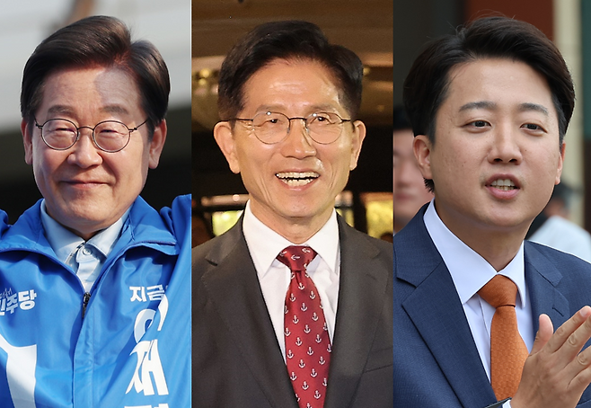 12·3 비상계엄 이후 국민은 숨 가쁜 시간을 보내고 다시 ‘선택의 광장’에 서 있다. 사진은 이재명(왼쪽부터) 더불어민주당·김문수 국민의힘·이준석 개혁신당 대선 후보  [연합]