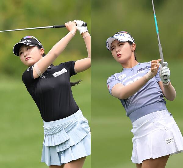 2025년 한국여자프로골프(KLPGA) 투어 Sh수협은행·MBN 여자오픈에 출전한 이예원, 박현경 프로가 2라운드에서 경기하는 모습이다. 사진제공=KLPGA