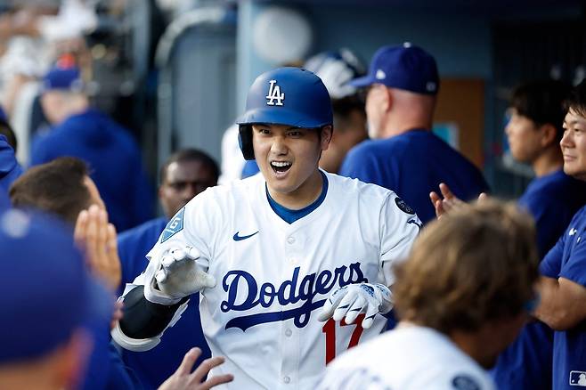 홈런을 치고 기뻐하는 LA 다저스 오타니 쇼헤이. AFP연합뉴스