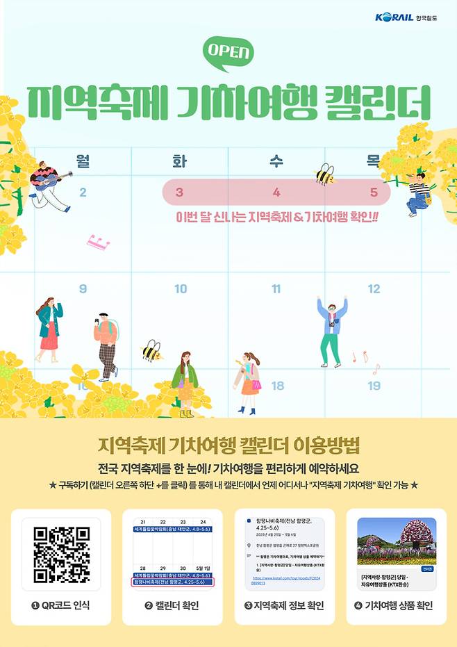 지역축제 기차여행 캘린더. 코레일