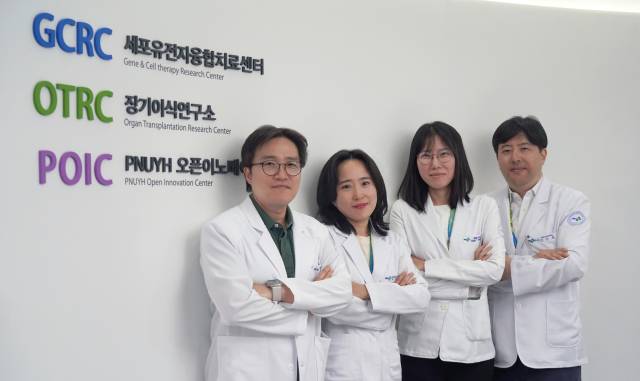 양산부산대병원 폐 이식 연구팀의 연구가 국제적인 관심을 모았다. 연구팀의 호흡기내과 조우현 교수, 진단검사의학과 이현지 교수, 호흡기내과 여혜주 교수, 진단검사의학과 오승환 교수(왼쪽부터). 양산부산대병원 제공