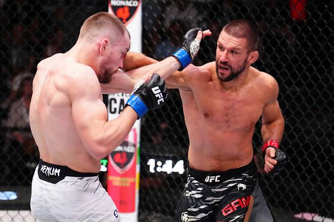 마테우슈 감롯(왼쪽)이 루도빗 클라인을 거세게 몰아붙이고 있다. 사진=UFC