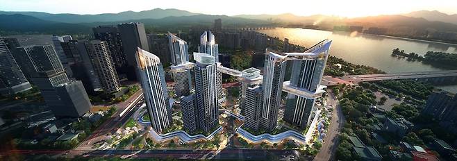 HDC현대산업개발이 용산정비창 전면1구역 재개발 조합에 제시한 사업 조감도.