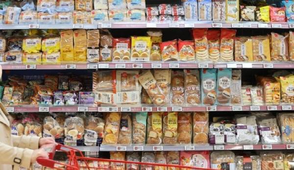 매장에 진열된 가공식품.