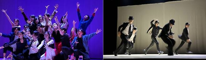 성균관대 연기예술과 재학생들이 '제33회 젊은연극제' 개막식에서 축하공연하고 있다./사진제공=대경대