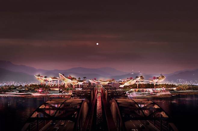 영국 건축가 토마스 헤더윅이 제출한 노들 글로벌 예술섬 조감도. [서울시 제공]