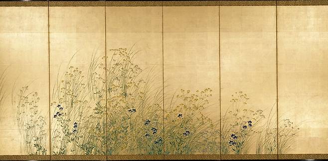 [서울=뉴시스] 와타나베 기요시의 가을풀을 그린 병풍(왼쪽) (사진=국립중앙박물관 제공) 2025.06.02. photo@newsis.com *재판매 및 DB 금지
