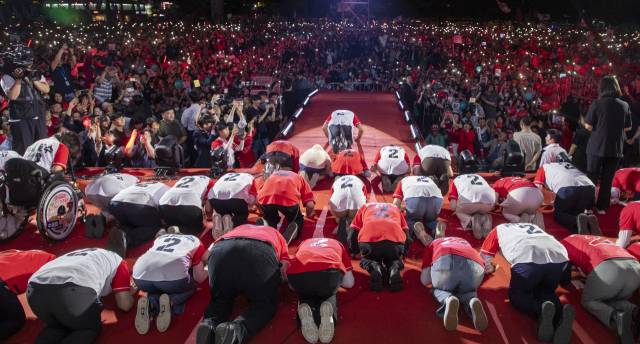 김문수 국민의힘 대선 후보가 2일 서울광장에서 열린 피날레 유세에서 지지를 호소하고 있다. 성형주 기자 2025.06.02