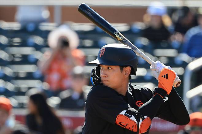 미국 프로야구 메이저리그(MLB) 샌프란시스코 자이언츠 소속 이정후가 배팅 연습을 하고 있다. [연합]