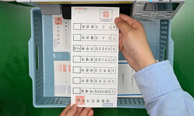 서울 양천구 양천구선관위에서 선관위 관계자들이 21대 대통령 선거 '거소투표용지'를 인쇄하고 있다. 공동취재