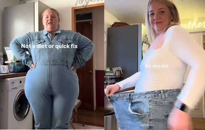 체중감량 주사제나 수술은 전혀 사용하지 않은 '구식 방법'으로 1년만에 57kg을 감량한 여성이 화제다. [사진=SNS]