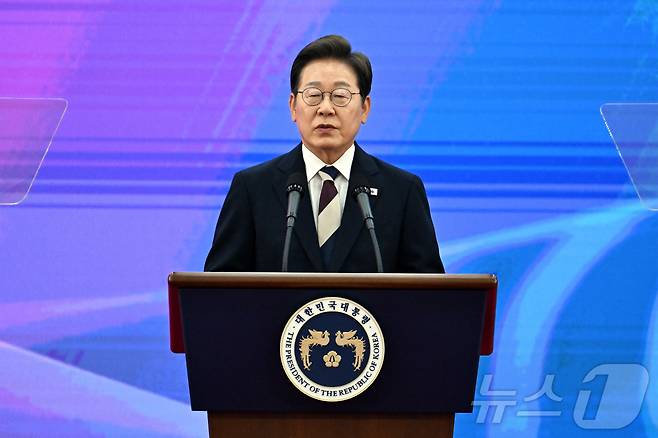 이재명 대통령이 4일 서울 여의도 국회에서 열린 제21대 대통령 취임 선서에서 취임사를 하고 있다. 2025.6.4/뉴스1 ⓒ News1 국회사진기자단