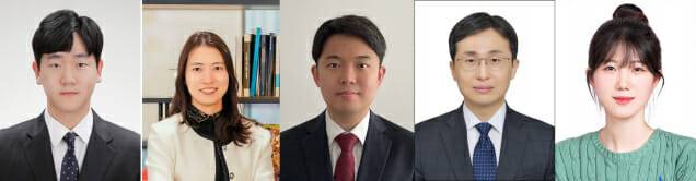 시냅스를 모사한 로봇 비전 센서를 개발한 연구진. 왼쪽부터 UNIST 권종익 연구원(공동 제1저자), 최문기 교수, KIST 최창순 박사, 서울대학교 김대형 교수, 김지수 연구원(공동 제1저자).