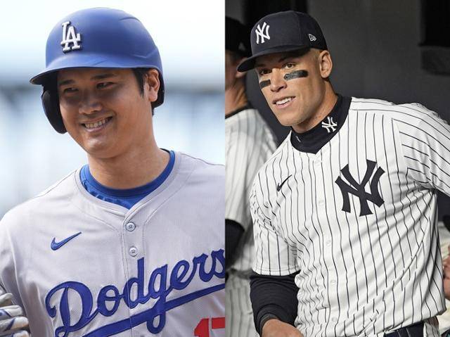 LA 다저스의 오타니(왼쪽)와 뉴욕 양키스의 애런 저지. 덴버·뉴욕=AP
