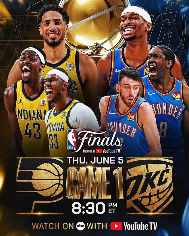 오클라호마와 인디애나의 2024~25 NBA 파이널 1차전이 오는 6일(한국시간) 열린다. 사진=NBA SNS
