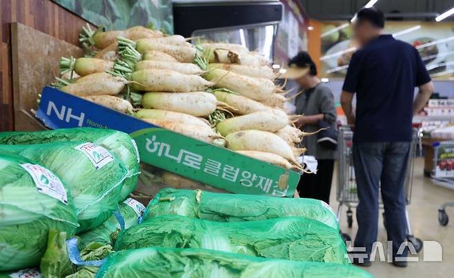 [서울=뉴시스] 김선웅 기자 = 1일 서울 소재 유통매장에서 배추·무가 판매되고 있다. 2025.06.01. mangusta@newsis.com
