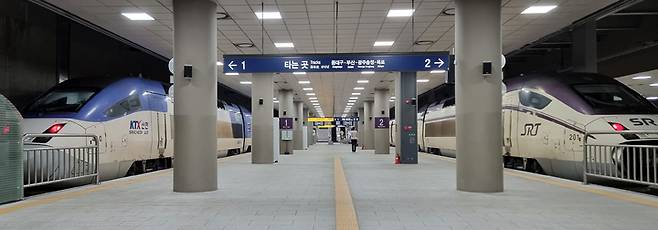 [서울=뉴시스] 사진은 정차중인 KTX와 SRT 열차의 모습. 2025.06.04. photo@newsis.com  *재판매 및 DB 금지