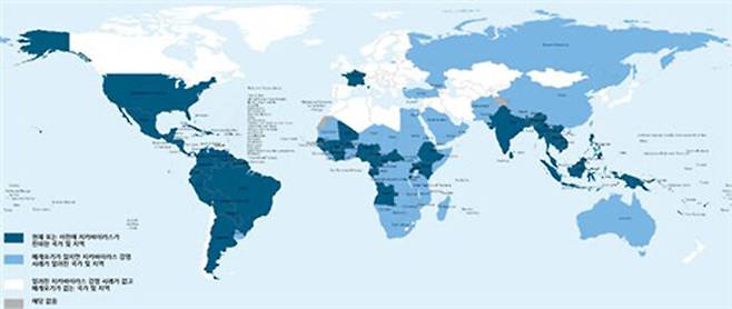 2024년 5월 기준 지카바이러스 전파 국가