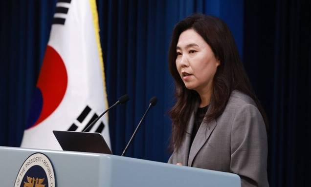 강유정 대통령실 대변인이 5일 서울 용산 대통령실 청사에서 현안 브리핑을 하고 있다. 연합뉴스