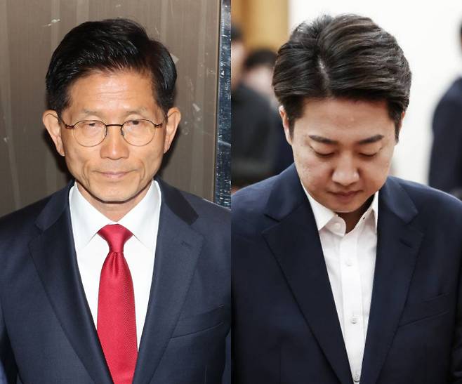 사진은 김문수 국민의힘 대선 후보(왼쪽)가 4일 서울 여의도 당사에서 대선 승복 기자회견을 마친 뒤 엘리베이터에 탑승한 모습과 이준석 개혁신당 대통령 후보(오른쪽)가 3일  제21대 대통령선거 개표상황실에서 입장을 밝히기 위해 굳은 표정으로 들어서는 모습. /사진=뉴시스, 뉴스1