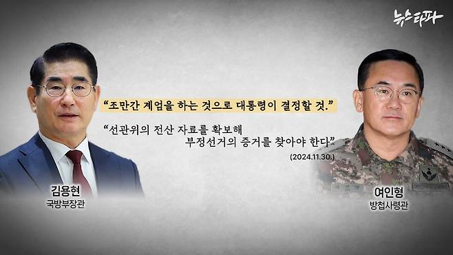 김용현 장관은 11월 30일 토요일. 여인형 방첩사령관에게 "조만간 계엄을 하는 것으로 대통령이 결정하실 것"이라고 말했다.&nbsp;