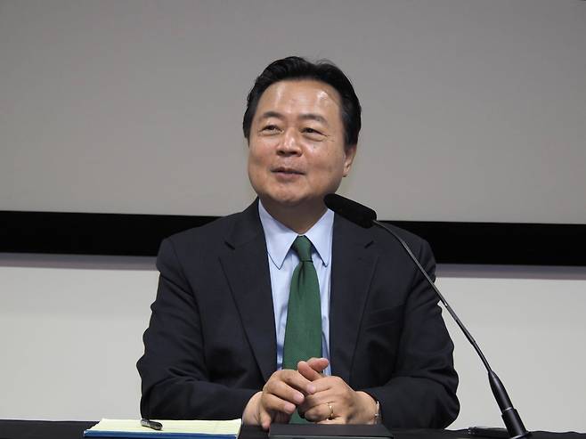 조현동 주미대사가 지난해 11월 주미 한국대사관에서 열린 특파원 간담회에서 발언을 하고 있다. /워싱턴=김은중 특파원