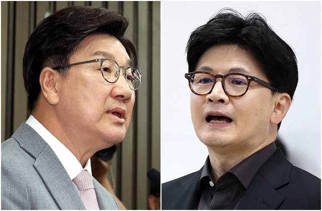 권성동 국민의힘 원내대표(왼쪽 사진)와 한동훈 전 대표. 뉴시스