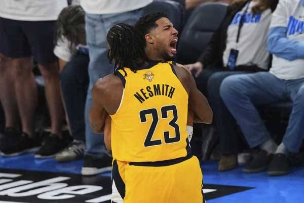 인디애나가 할리버튼의 버저비터를 앞세워 1차전을 가져갔다. 사진= AP= 연합뉴스 제공