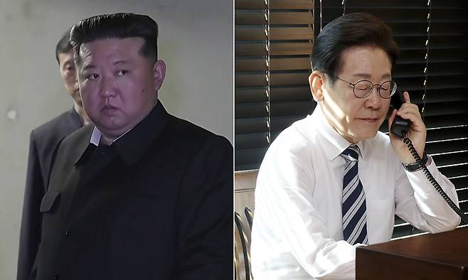 북한 김정은 국무위원장(왼쪽), 이재명 대통령. 조선중앙TV캡처·연합뉴스