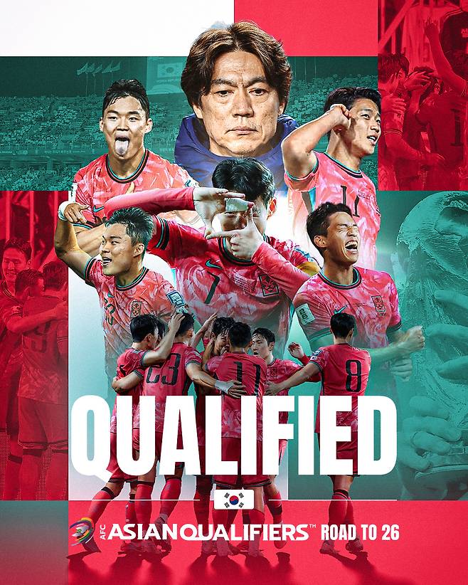 2026 국제축구연맹(FIFA) 북중미 월드컵 아시아 3차예선을 통과하고 월드컵 본선 진출을 확정한 대한민국 축구대표팀. /사진=AFC SNS 캡처