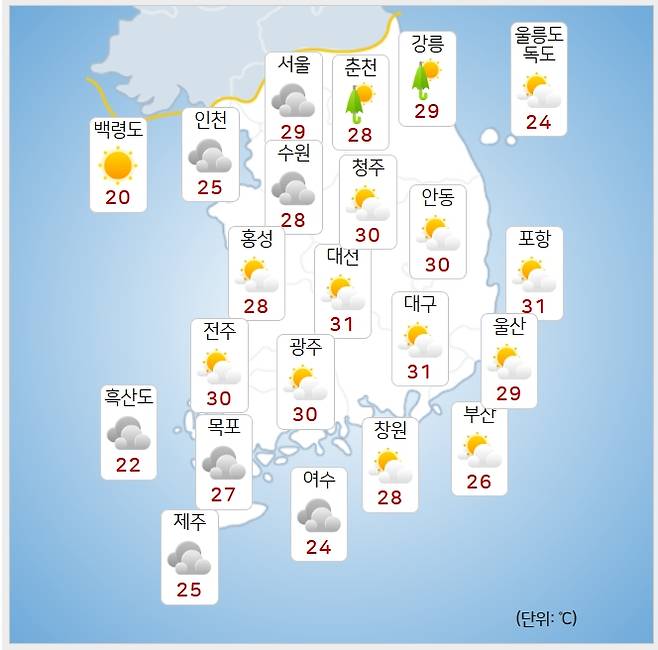 ⓒ기상청: 오늘(7일) 오후 날씨