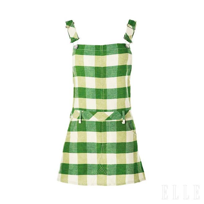 그린 컬러 자카르 오버올 드레스는 1백5만원, Longchamp.