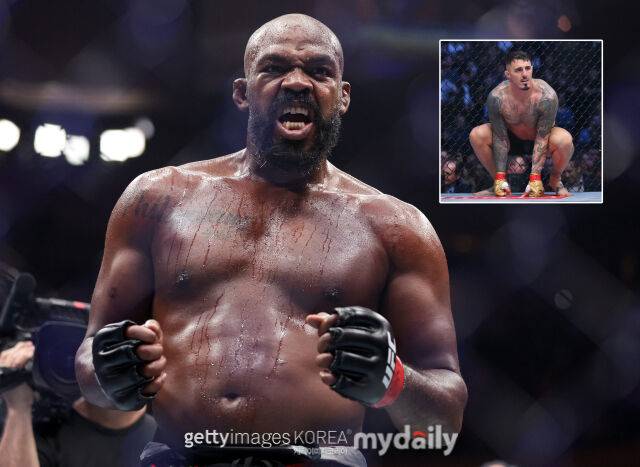 존 존스(왼쪽)가 아스피날은 자신보다 확실히 한 수 아래라고 강조했다. /게티이미지코리아