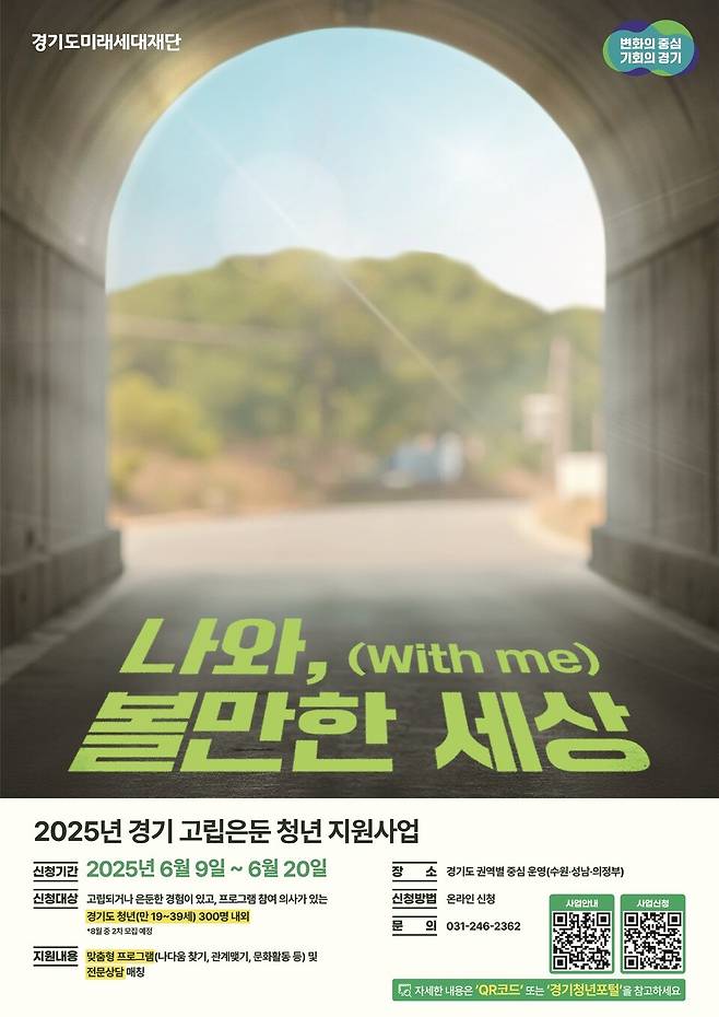 ▲ '경기 고립·은둔 청년 지원 사업' 홍보 포스터./자료제공=경기도