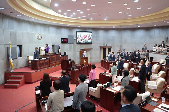 9일 시흥시의회 제328회 제1차 정례회 개회식이 진행되고 있다. 사진=시흥시의회