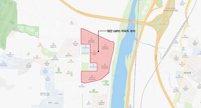 대전 유성 엑스포아파트 위치도. 사진=엑스포아파트 재건축사업 추진준비위원회 제공.