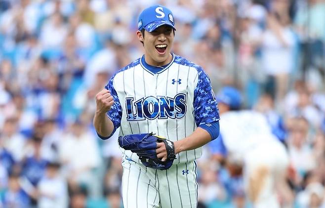 지난 6일 대구 삼성라이온즈파크에서 '2025 신한 SOL 뱅크 KBO리그' 삼성 라이온즈와 NC 다이노스 경기에 나선 원태인. <삼성 라이온즈 제공>