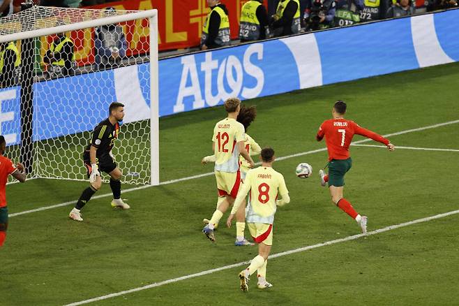 크리스티아누 호날두가 동점 골을 터뜨리고 있다. 사진=AFPBB NEWS