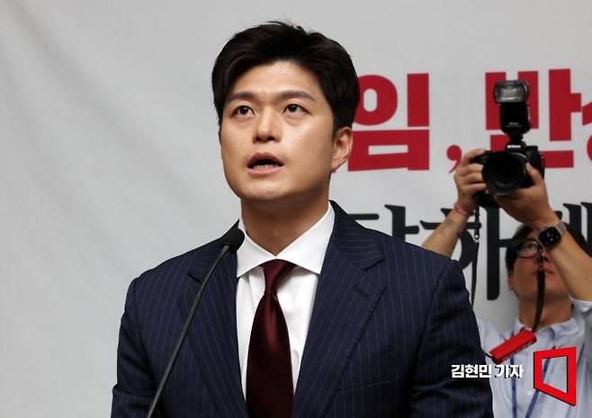 김용태 국민의힘 비상대책위원장이 9일 국회에서 열린 의원총회에서 발언하고 있다. 2025.6.9 김현민 기자