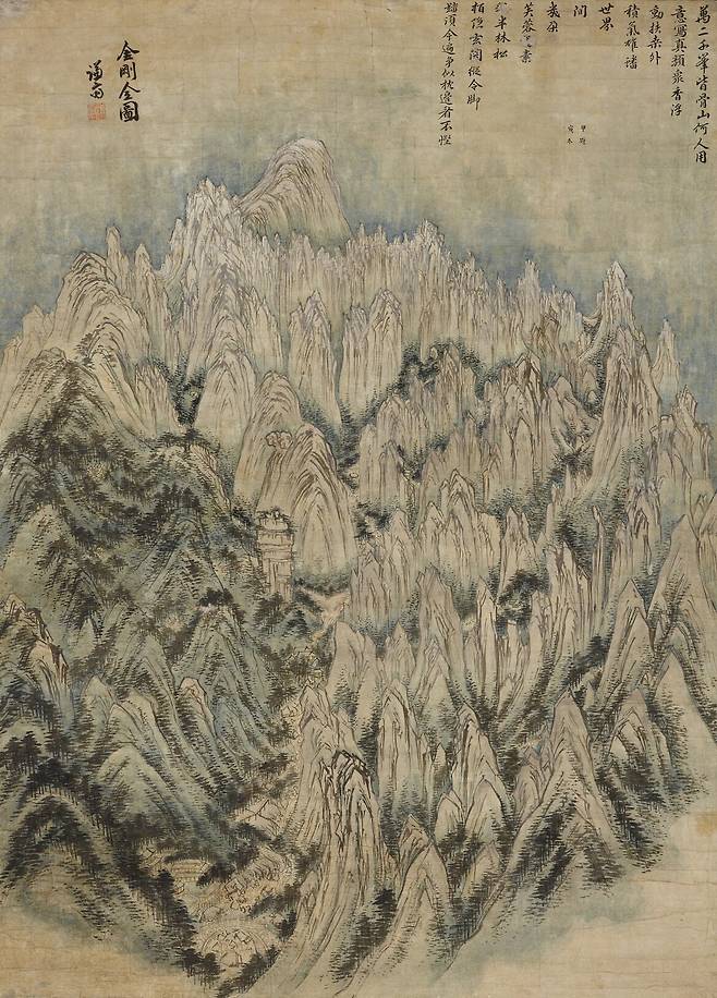 정선, 금강전도, 18세기 중엽, 종이에 수묵 담채, 130.8x94.5cm, 개인소장.