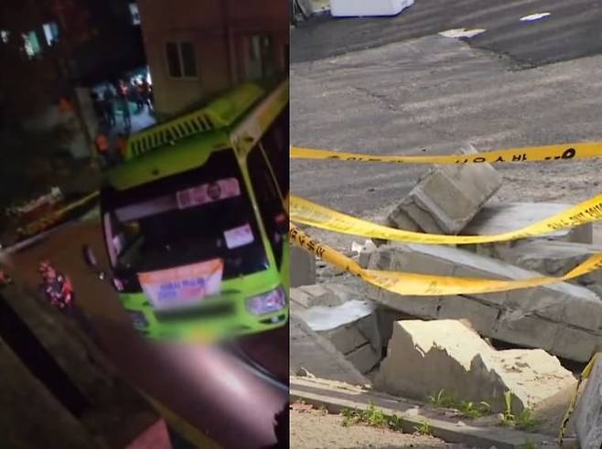 7일 오후 10시 20분경 서울 서대문구 홍은동 한 골목길에서 마을버스가 미끄러지며 건물을 들이받아 담벼락이 무너졌다. 채널A