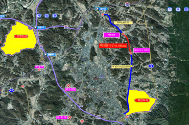 원주 동부순환도로 미개통구간 위치도. 원주시 제공
