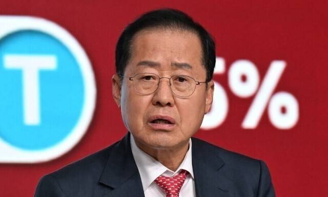 지난 4월 서울 강서구에서 열린 국민의 힘 제21대 대통령 후보자 1차 경선 조별 토론회에서 비(B)조인 홍준표 후보가 발언하고 있다. 국회사진기자단